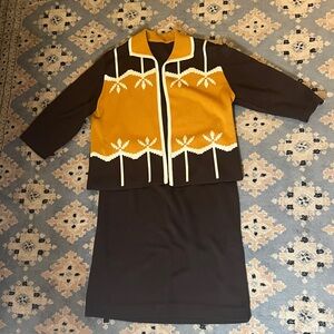 Vintage knit sweater skirt set